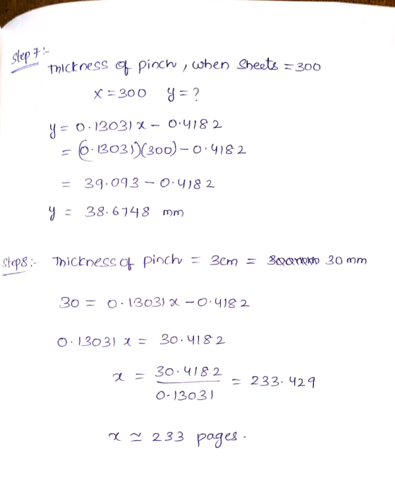 Slep 1 TMIctness pinch , when Cheets 300 g=? O.1303) X- OY18 2 1203300)- O.418 2 39.093-O.418 2 38.6148 y mm TicEness o pinc