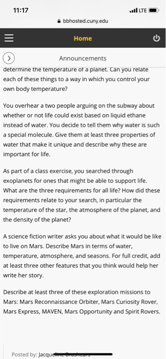 11:17 Home Announcements determine the temperature ot a planet. Can you relate each of these things to a way in which you con