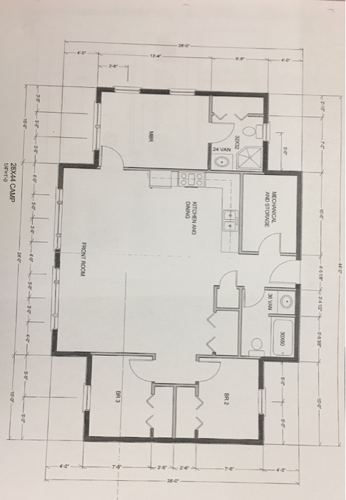 44-0 3-4 12 2-10 300x60 36 VAN AND STORAGE BR 2 2X32 KITCHEN AND DR3 FRONT ROOM ro 45ヰ 28X44 CAMP 144-1-0