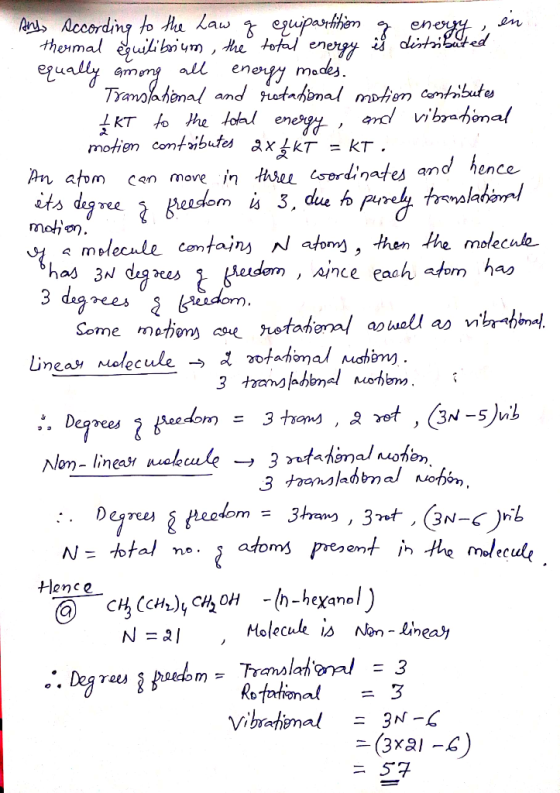 eHm all en energy , endl vibahona! Pn atom Ccen move in thser usordinates and hence ree has 3N dag ees aince each atom has rs
