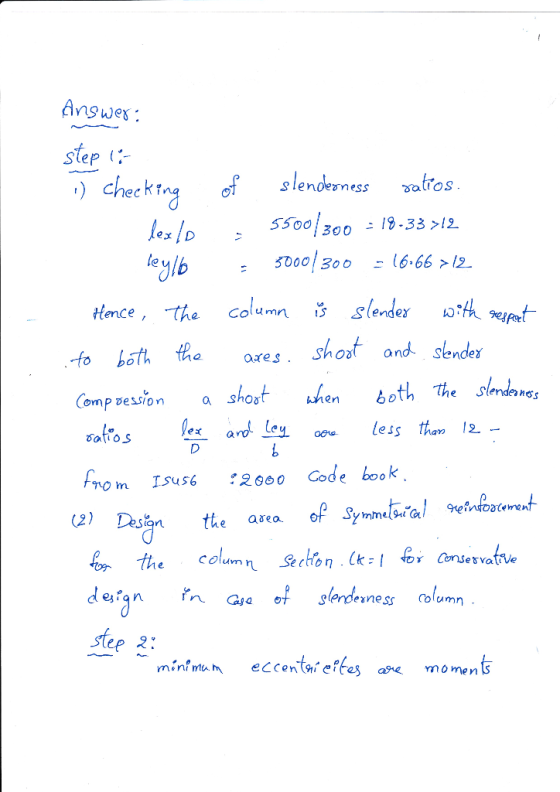 Answex slenoesness 5500 3D001 300-16-66 >/Z sall os 300 19-33 >/2. ex D Hence, the Column 1.5 Slendeš ? axes. Shot and send