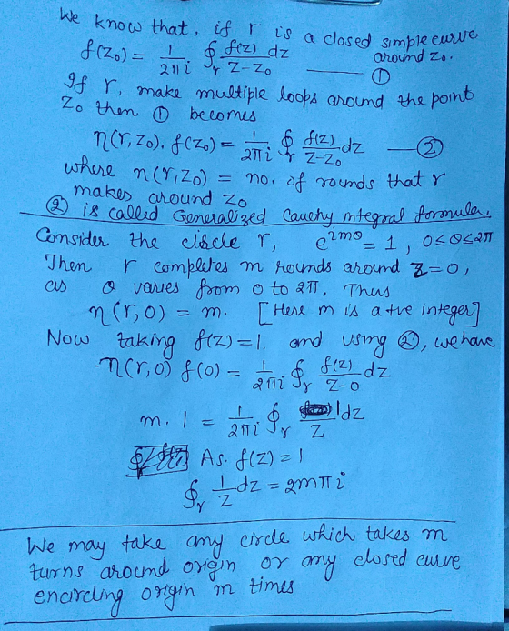 ke knoto that, ifa r. a closed s mple Oround zo. r, make multiple loobs ahound the porm た uthem n(r/Zo) = no of rounds that