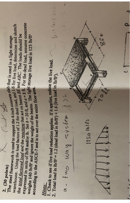 2. (30 point) w 1.2 for dead load, and 1.6t is used the total factored lood and the reactions that a d 8 ft For the dead load
