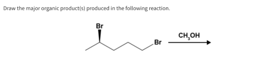 Draw the major organic product(s) produced in the following reaction Br сH, ОН Br