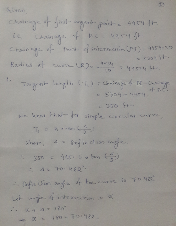Given Chaingge hain age s Rotiuse 0 5304 ft fr-. c.ur ve.CR): yas-y 2 __. Ioー Tangco Chain aeP1-Chainage 5304 4954 - 3So we k