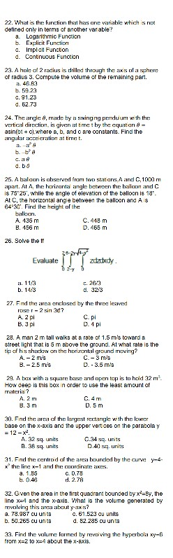22. What is the function that has ane variabke which is not defined only in terms of another varable? Loganthmic Function Exp
