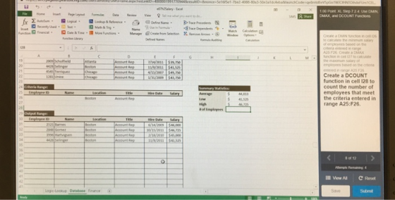 1.00 Point XL Sep 7 2 4 Use DMIN DMAX, and DCOUINT Fundions fe Σ-· 旧Lagu..-Lokup &﹂. 3 - @Dei. Na . Dheherde Ei Create a OMI