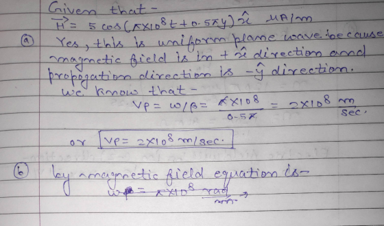 Givera that- cos (rXI8to5y) MAm Yes tals suniAormplame loave ine cause hmctic ieldl is in t direction anad pepegatioon dlirec