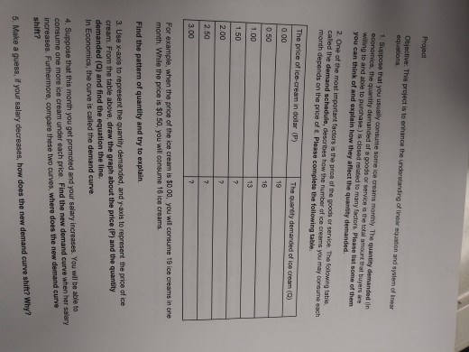Project Objective: This project is to enhance the understanding of linear equsson and system of Inear equations 1. Suppose th