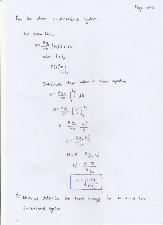 tha above 2- dimensiona we knew that 2π . k-kp Substitute these vues in above equation kp 47T A 9 A9s Now, we determine the f