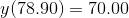 y(78.90) = 70.00
