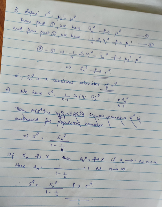 Prom Pare or pase 9 p have and have we h estimatos Consutent a Sn have s wle n-1 Then Es tbrarid t Sample vanate fer peputetr