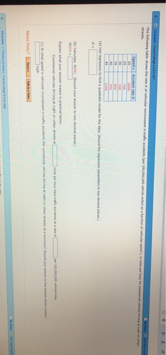 s (per 1 streets. speed s, in mdes per hour, for Explain what your answer means in practical terms Commercial vehicles drivin