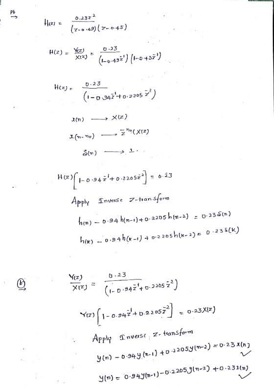 Pb b.23 G-oo) S(m) H(z) Apply Enveuse7-hansform 6 .23 (7 Apply Tnvese z- tansfoim