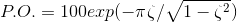 P.O. = 100exp(-\pi \zeta /\sqrt{1 - \zeta ^{2}})
