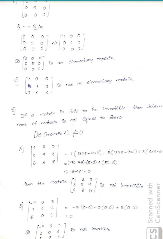 RE5 elementary motrix. elementary matriz. not (nvertiBle Said to be. If matriz to Zero Eqpois of mahuri s rant 1 (r2x5-9x)-áC