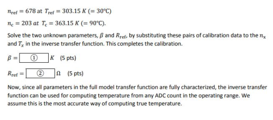nref 678 at Tref 303.15 K (30°C) nc 203 at T 363.15 K90°c). Solve the two unknown parameters, B and Rref, by substituting the