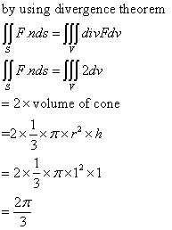 by using divergence theorem av - 2xvolume of cone 2π