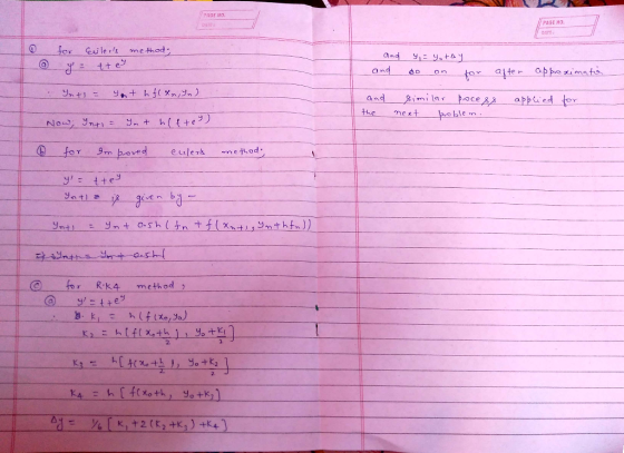 AGE W0 PAGE 0. DATE for es method and do n n alter abbo 지mates et s ble y tte @ for RK4 method 2 2.