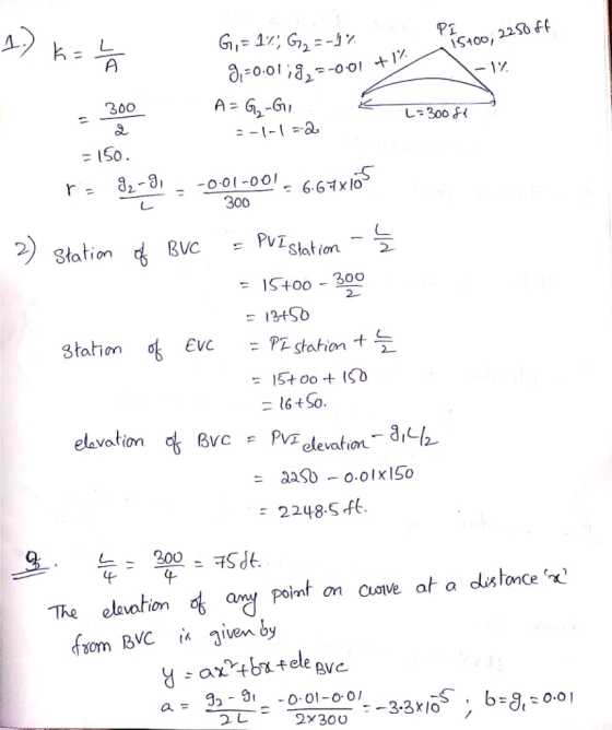Pi k-는 300 32-31 -o0L-00661x 10 300 r = 82-80.01-001 = aas0-0.01x150 F2248.Sf. on Cuove at a distonce x The elevation ary po