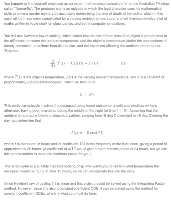 You happen to find yourself employed as an expert mathematical consultant for a new Australian TV show called Numer4ls. The