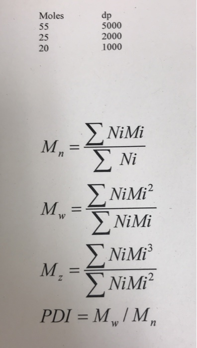 Moles dp 5000 55 2000 25 1000 20 ΣΝΜ Μ ΣΜ η1 ΣΜΜ ΣΝΜ 2 W ΣΜΜ Σ ΝΜ? 3 2 Ζ PDI = M, / M η Σ838