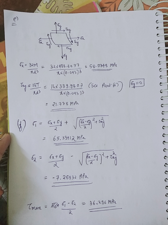e) Ads 법て /6メ339.9807 スメ(0,043 ] (See forl⑥ = -7-998 MPa 又 頁- - -7. 36932 rlfa 又