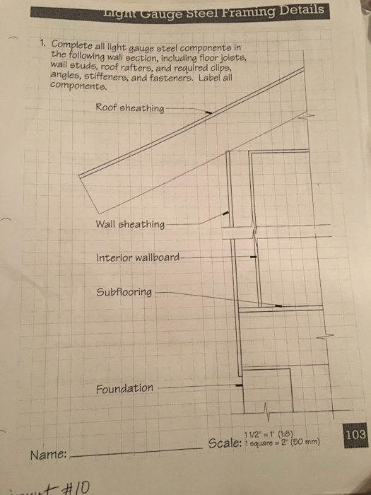 auge Steel Framing Details 1. Complete all light g auge steel componente ir the following wall section, including floor joist