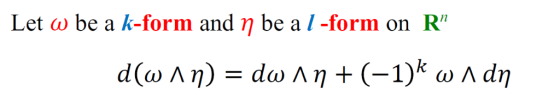 Let be a k-form and η be a 1-form on Rn