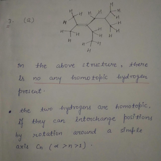 3. (Q) PM in the above structure, there 2s n0 any homo topic y ro?o prei ast the two nydrogens one homotopic, they can interc
