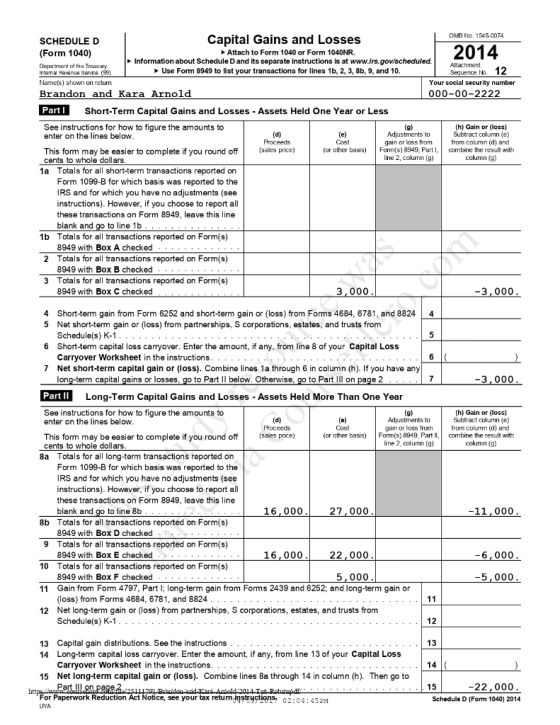 OMB No. 1545-0074 SCHEDULE D Capital Gains and Losses (Form 1040) Attach to Form 1040 or Form 1040NR Information about Schedu