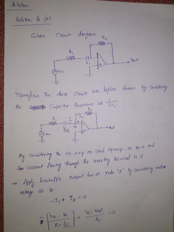 o uhon olu hnto ) apaciter Reactane as Va Vin y Can-sicley ing the op- amp as idcal opamp. ie Va o and Appla kischof#3 cument