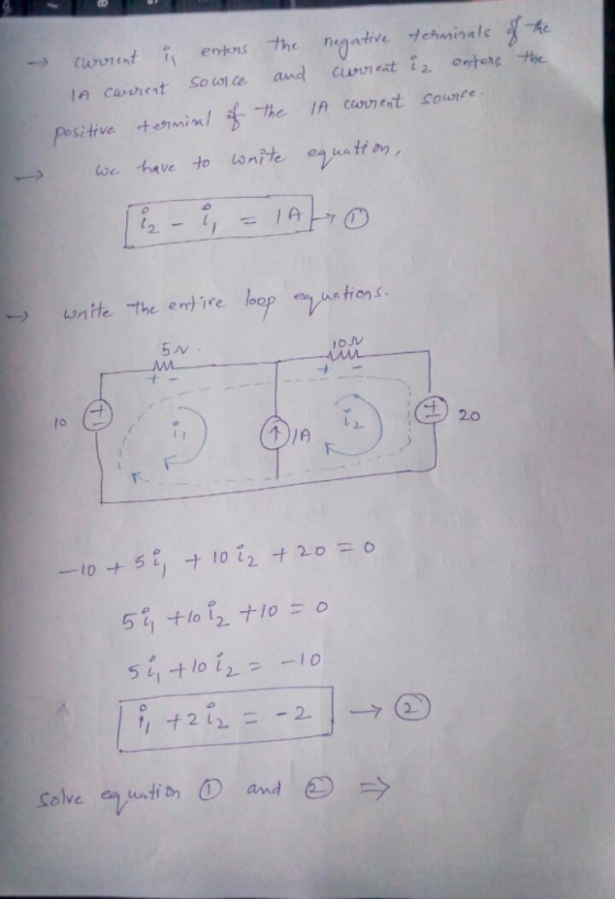 he tehminals neatire and the entens Currrent So wt ce 1A Current IA cavrent sounee the +emin Positive wnite eguati n we have