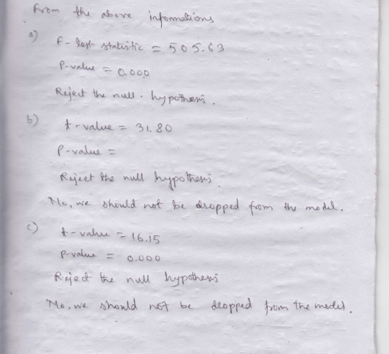 Frem thi ae intomaions f- at tattte 505.2 P-valu O.000 Reject th nuu hypother tvalue 31. 80 P-value Ryret the null hpo thrs s