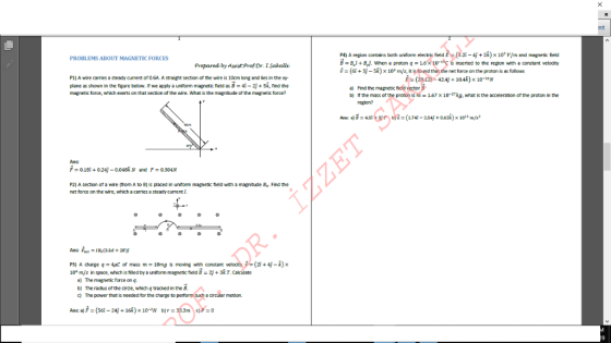 X nt PROBLEMS ABOUT MAGNETIC FORCES P4) A region contains both uniform electric field E(S.2-4j+2k) x 103 V/m and magnetic fie