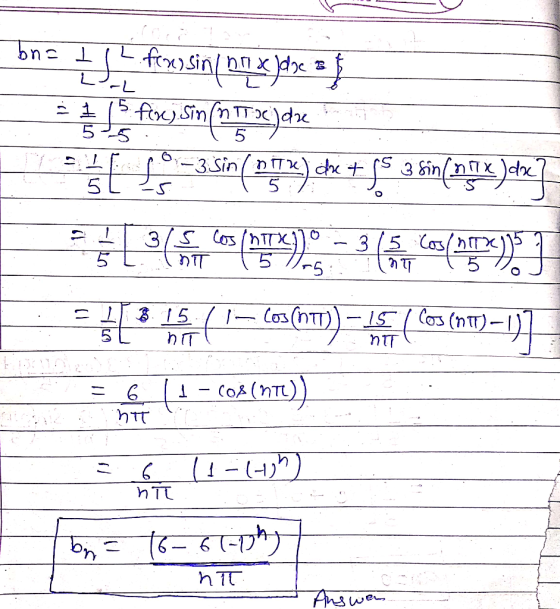 fix Sin (n TTo\du 5-5 5 -3 Sin nT) cx + 3 innTXdo 5 3/5 Cos/nTTx 3 (5 Cas(nT 1Cos(nTT)- IS( COs (n)-)H hTT COA(nT (1--)) bn A