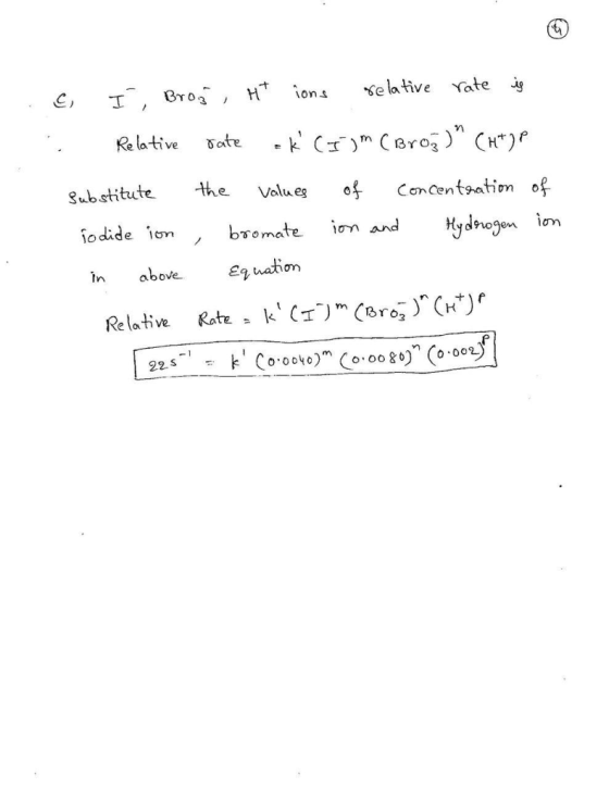 HT Se la tive Yate ons Bro3 C C CBro (H)f Re lative ate the Concentsatiom of Values Substitute Hydeogen ion ion and io dide