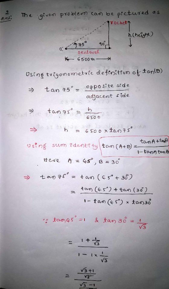 pictured as Th e 1give probler cao be Ans h(height sealevel K 6500 Using toigonometrie definition of tanle) opposite side tan