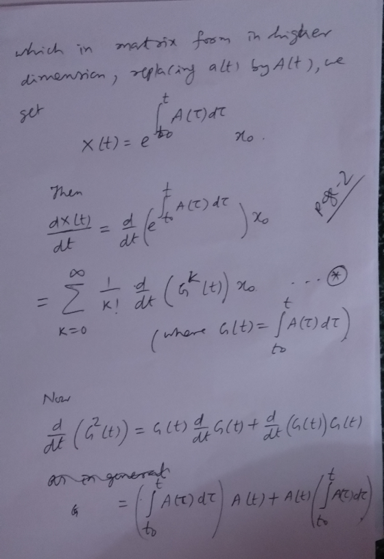 matrix from sther dimenmian, hcy alt byAlt), ce which in 7 sct ALT)dt hen A CT) d7 dx lt) dt dt 上d KI dt t KO Who to 2(2) Naw