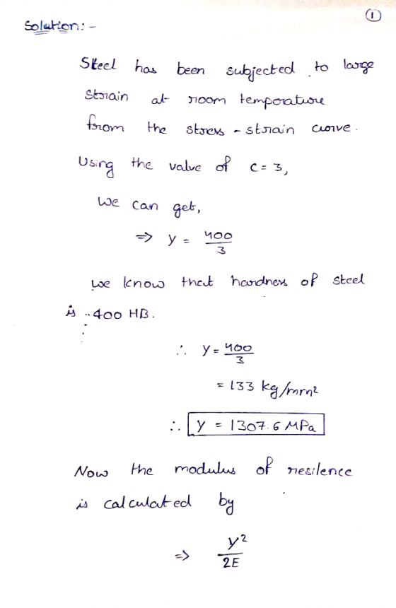 Solutier: Steel hos been suhjecteol to the stes -st Usina the valve C 3 Oe Can 3 Loe knoo thet hodnex oP steel 33 ka/mrmt ..