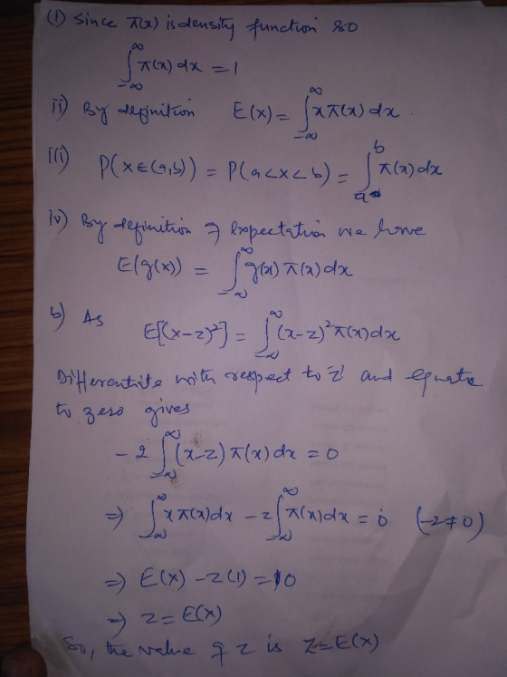 Since a) isdensiy function &0 E(x) 1) ydpinit peetti Ame El(x) As Efo-afaatrendr - z)A)dx Heratite ndtespect to ad t 3ess ves