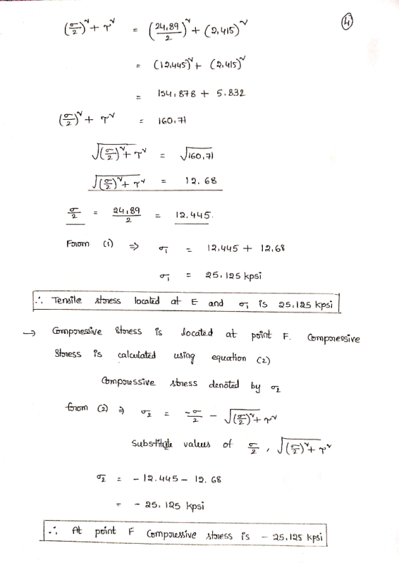 54, 88+5.832 160 귀 町 = 12,445+12.68 25, 125kps. = Tenle Atmess located at E and σ ts 25.185 kpsi Stness fs caulatzdu using