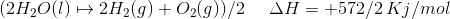 2H2O()2H2(g) +O2(g))/2 AH= +572/2 Kj/mol _