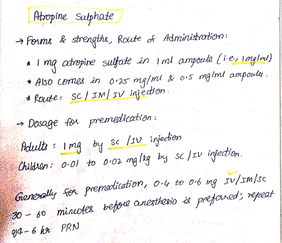 Atbropine Sulphate Also comes n025 mylml & o-S mgi ampoul, Dosage f premalcation: 30-50 miauole beho aneneio *