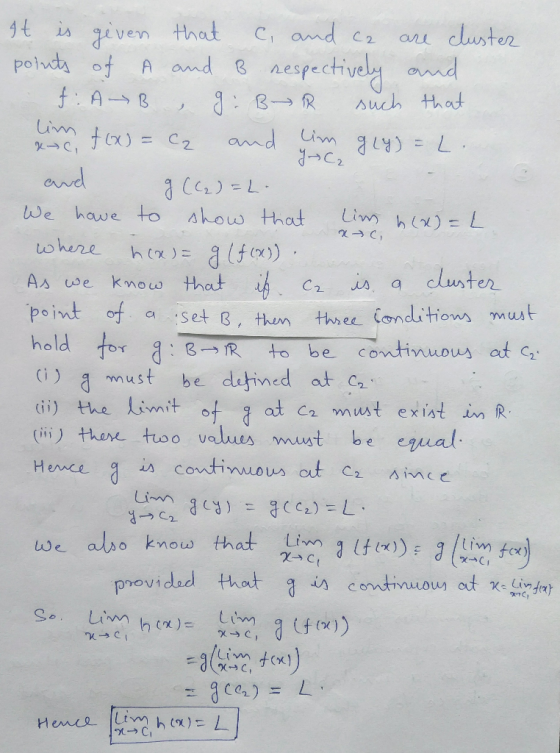 iven that A and 8 nespectively and cduster amd C 2 anl peiuty f: A B such that B-R Lim Lim gy) L and C 2 avd てつーR We hawe to