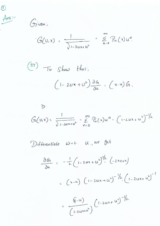 Ans : iven ero G(U,x) To Shao that 0 61