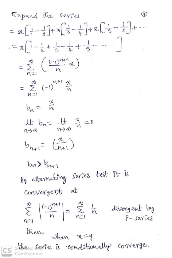 Expand he seves 5 6 5 n. bn_.lt 즈-o nう By altemating Sertes test tt ti Converger C-I) P- Jeties hen the Serigủ .conditionallr