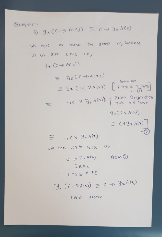 Gueshon: 3x CCACX)) c 3x ACx) have We to the aloove equivalence ριονο Cet us taice L.H.S Fr CCAC 3xCC ACK)) Berause P PV F&om