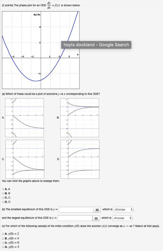 dy dx 2 points) The phase plot foan ODE shown below dy/dx hoyts dockland - Google Search -1 (a) Which of these could be a plo