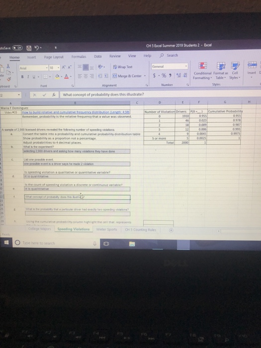 CH5 Excel Summer 2019 Students 2 Excel toSave Search View Help Review Formulas Data Page Layout Home Insert , X t Wiap Text G